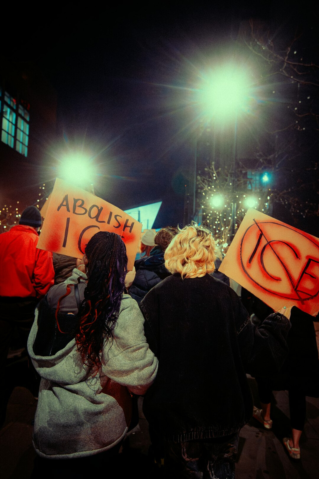 crowd at protest rally