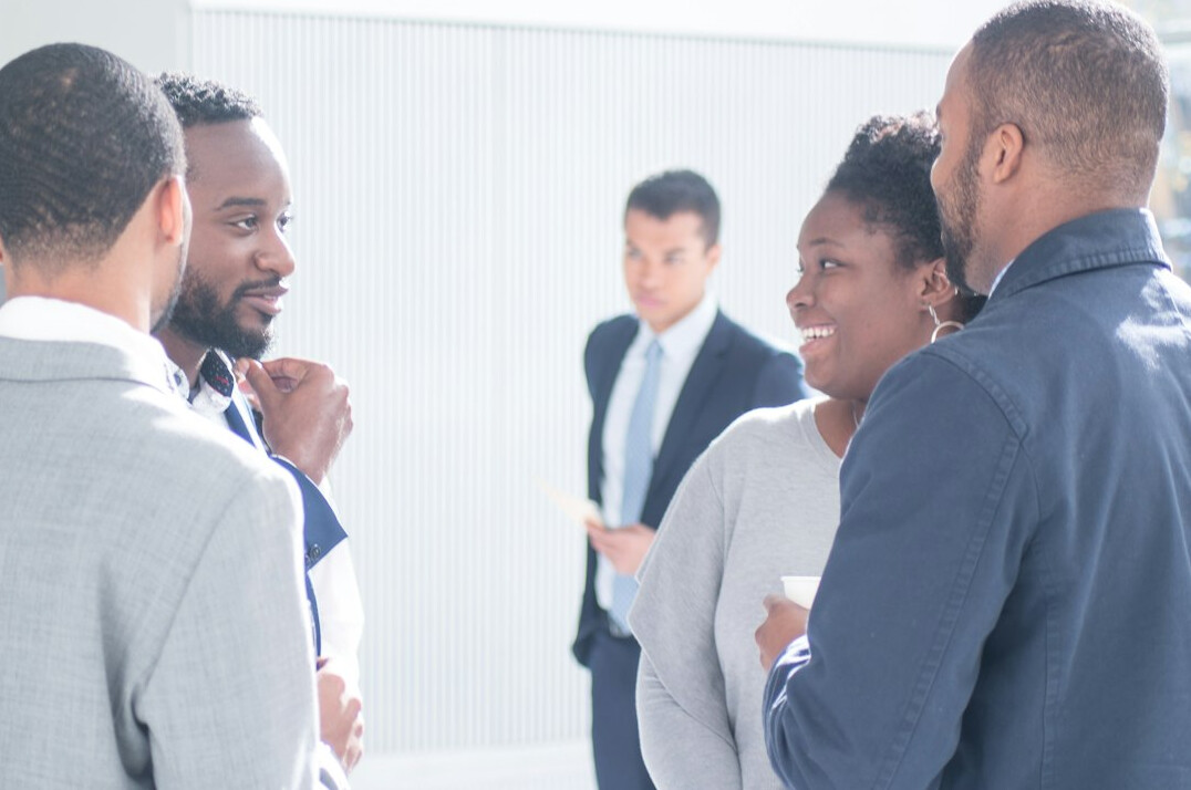 diverse people talking together