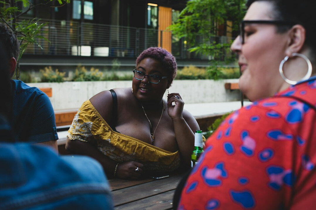 diverse group of friends chatting